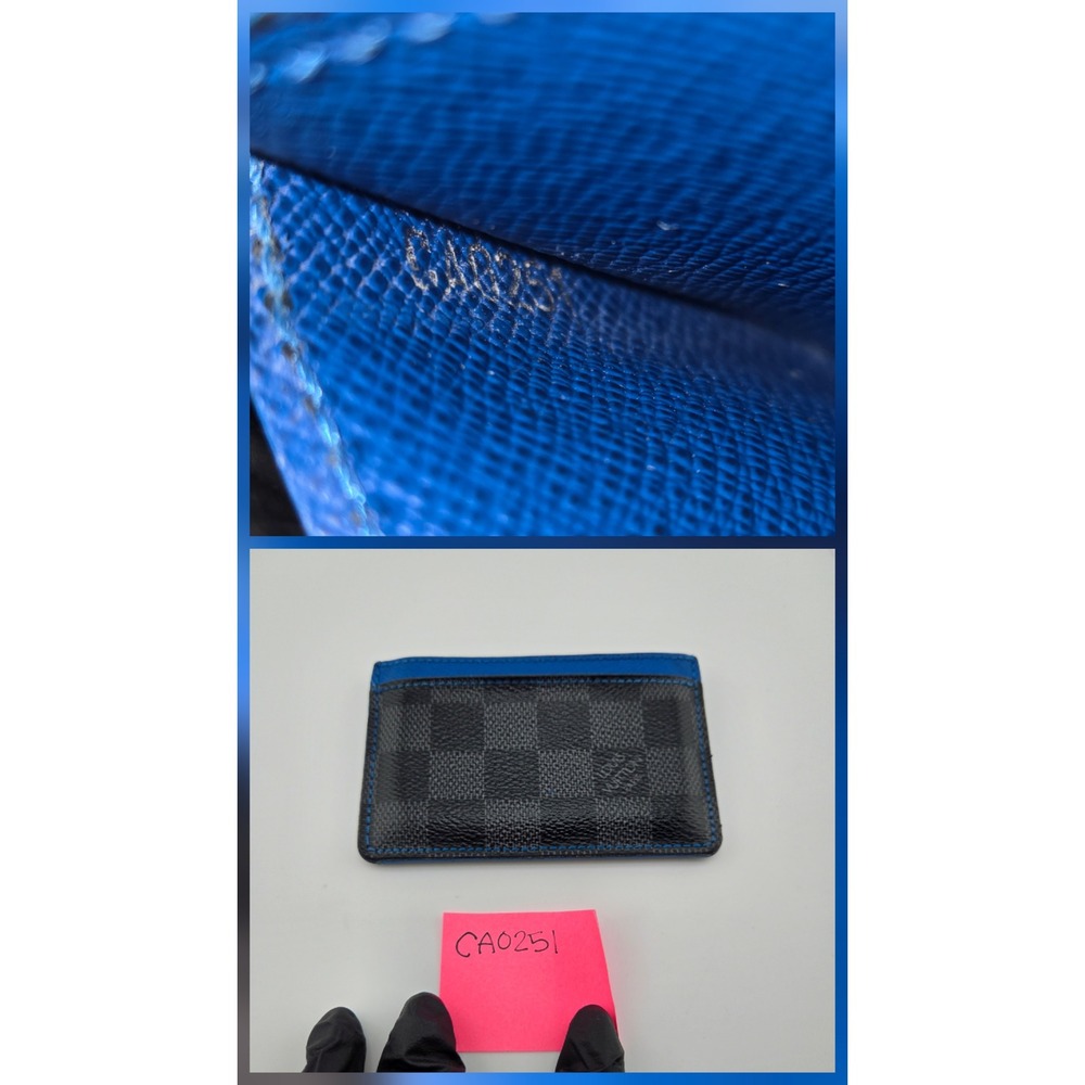 Louis Vuitton Damier Graphite Porte Cartes Simple Card Holder Blue N64029 - Picture 8 of 12